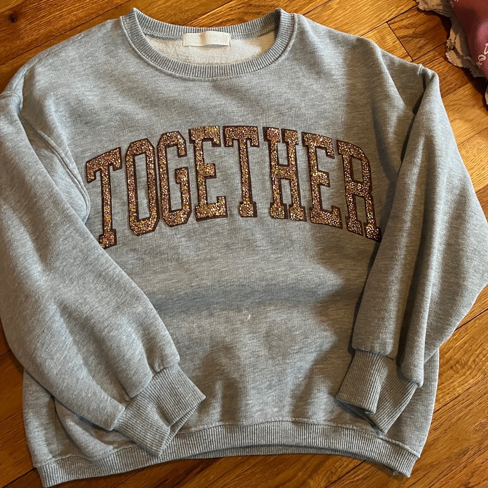 Grey sparkly Zara crewneck